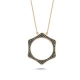 Geomi 14ct Rose Gold Black Diamond Hexagon Necklace