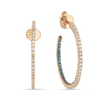 Halo Blue White Diamond Double Sided Hoop Earrings