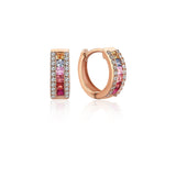 Halo Rainbow Sapphire and Diamond Chunky Hoop Earrings