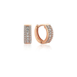 Halo 14ct Rose Gold Diamond Chunky Hoop Earrings