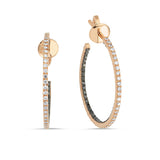 Halo Black White Diamond Double Sided Hoop Earrings