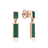 Harmony 14ct Rose Gold Malachite Bar Earrings