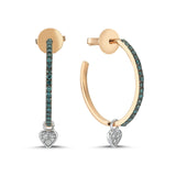 Heartbeat Blue Diamond Dangle Hoop Earrings