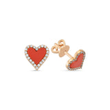 Heartbeat Coral and Diamond Cluster Stud Earrings