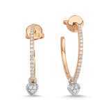 Heartbeat 14ct Rose Gold Dangling Diamond Hoop Earrings