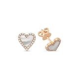 Heartbeat Mother of Pearl and Diamond Cluster Stud Earrings