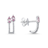 Lilium 14ct White Gold Pink Topaz and Diamond Earrings