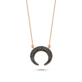 Moonwalk Pave 14ct Rose Gold Black Diamond Necklace