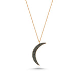 Moonwalk 14ct Rose Gold Black Diamond Crescent Necklace