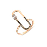 Neo Baguette 14ct Rose Gold Cognac Diamond Ring