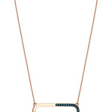 Neo Baguette 14ct Rose Gold Blue Diamond Necklace