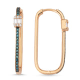 Neo 14ct Rose Gold Blue Diamond U-Hoop Earrings - Large