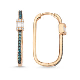 Neo 14ct Rose Gold Blue Diamond U-Hoop Earrings - Medium