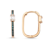 Neo 14ct Rose Gold Blue Diamond U-Hoop Earrings - Small