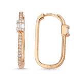 Neo 14ct Rose Gold Diamond U-Hoop Earrings - Medium