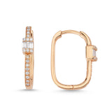 Neo 14ct Rose Gold Diamond U-Hoop Earrings - Small