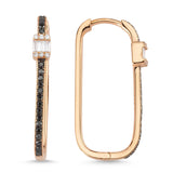 Neo 14ct Rose Gold Black Diamond U-Hoop Earrings - Large
