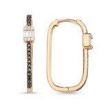 Neo 14ct Rose Gold Black Diamond U-Hoop Earrings - Medium