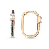 Neo 14ct Rose Gold Black Diamond U-Hoop Earrings - Small