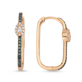 Neo Drop 14ct Rose Gold Blue Diamond U-Hoop Earrings - Medium
