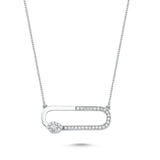 Neo Drop 14ct White Gold Diamond Necklace - Medium