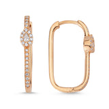Neo Drop 14ct Rose Gold Diamond U-Hoop Earrings - Medium
