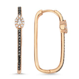 Neo Drop 14ct Rose Gold Black Diamond U-Hoop Earrings - Large