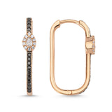 Neo Drop 14ct Rose Gold Black Diamond U-Hoop Earrings - Medium