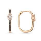 Neo Drop 14ct Rose Gold Black Diamond U-Hoop Earrings - Small