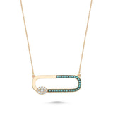 Neo Marquise 14ct Rose Gold Blue Diamond Necklace