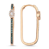 Neo Marquise 14ct Rose Gold Blue Diamond U-Hoop Earrings - Large