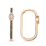 Neo Marquise 14ct Rose Gold Blue Diamond U-Hoop Earrings - Medium