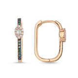 Neo Marquise 14ct Rose Gold Blue Diamond U-Hoop Earrings - Small