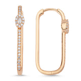 Neo Marquise 14ct Rose Gold Diamond U-Hoop Earrings - Large