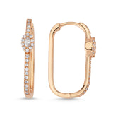 Neo Marquise 14ct Rose Gold Diamond U-Hoop Earrings - Medium