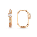 Neo Marquise 14ct Rose Gold Diamond U-Hoop Earrings - Small