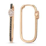 Neo Marquise 14ct Rose Gold Black Diamond U-Hoop Earrings - Large
