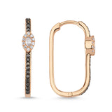 Neo Marquise 14ct Rose Gold Black Diamond U-Hoop Earrings - Medium