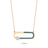 Neo Drop 14ct Rose Gold Blue Diamond Necklace - Medium