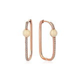 Neomi Ivory Enamel Diamond U-Hoop Earrings - Large