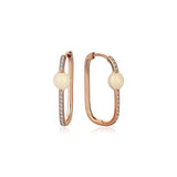 Neomi Ivory Enamel Diamond U-Hoop Earrings - Medium