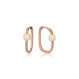 Neomi Ivory Enamel Diamond U-Hoop Earrings - Small
