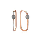 Neomi Grey Enamel Diamond U-Hoop Earrings - Large
