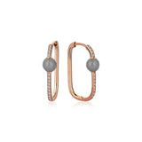 Neomi Grey Enamel Diamond U-Hoop Earrings - Medium