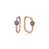 Neomi Grey Enamel Diamond U-Hoop Earrings - Small