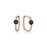Neomi Khaki Enamel Diamond U-Hoop Earrings - Small