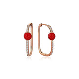 Neomi Red Enamel Diamond U-Hoop Earrings - Medium