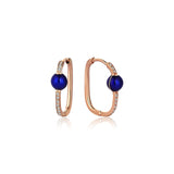 Neomi Navy Blue Enamel Diamond U-Hoop Earrings - Small