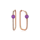 Neomi Lilac Enamel Diamond U-Hoop Earrings - Large