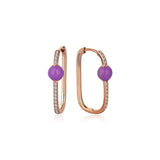 Neomi Lilac Enamel Diamond U-Hoop Earrings - Medium